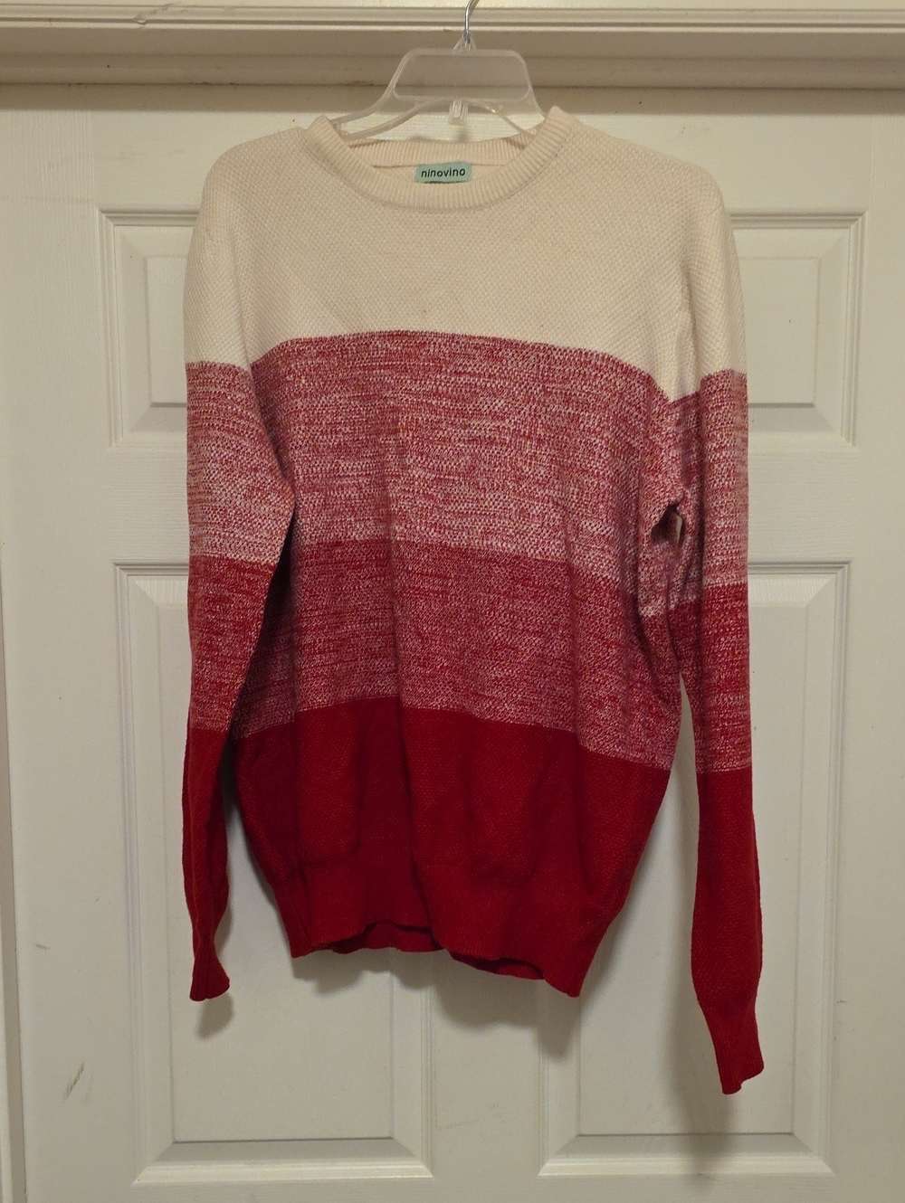 Ninovino Red and Cream Striped Crewneck Sweater